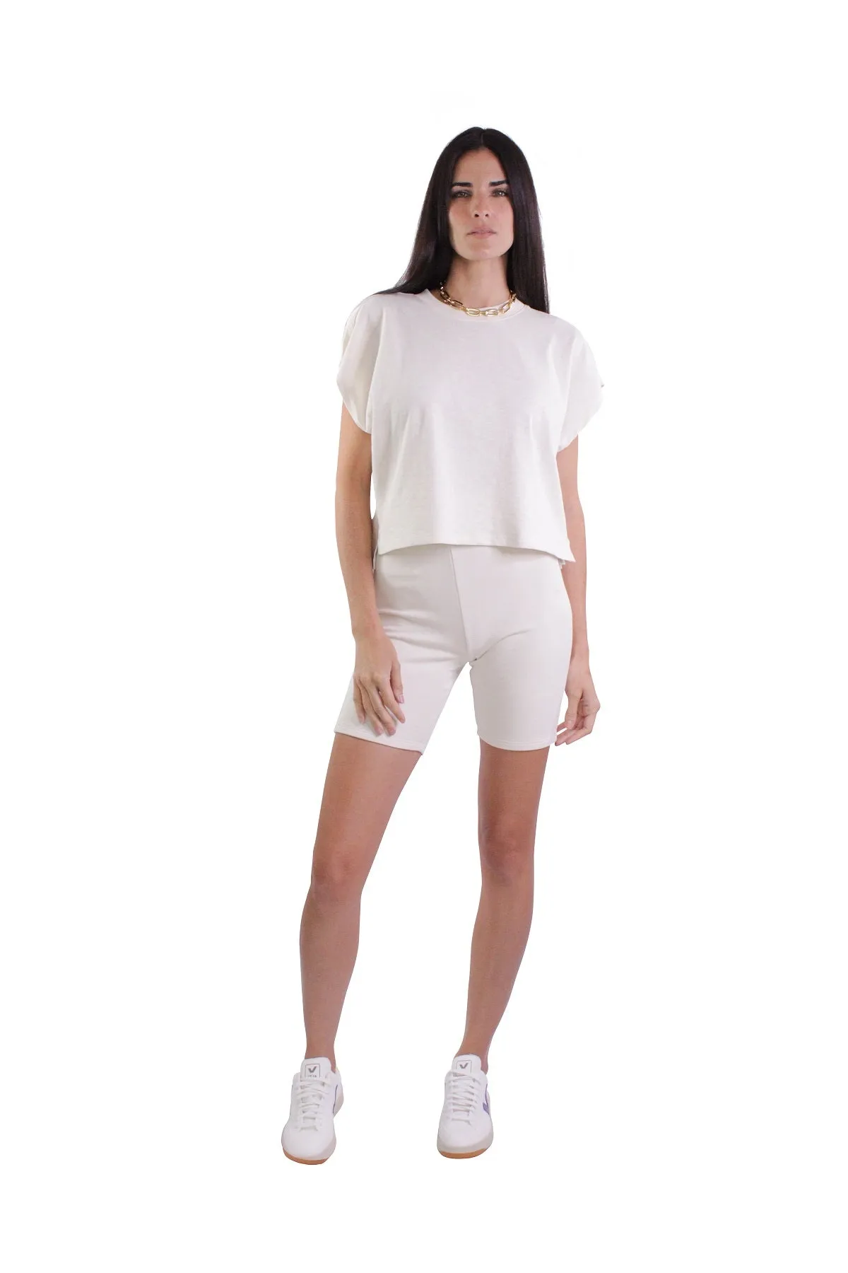 Vintage Biker Short in Whisper White