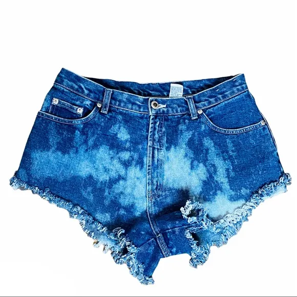 Vintage Bleach Tie Dye Distressed High Hip Shorts