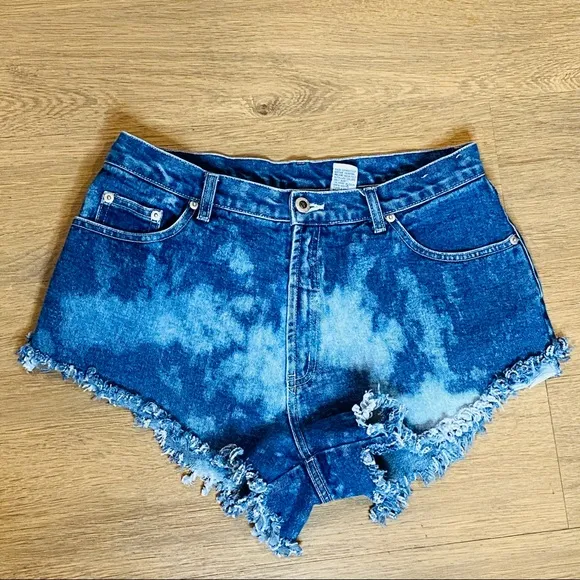 Vintage Bleach Tie Dye Distressed High Hip Shorts