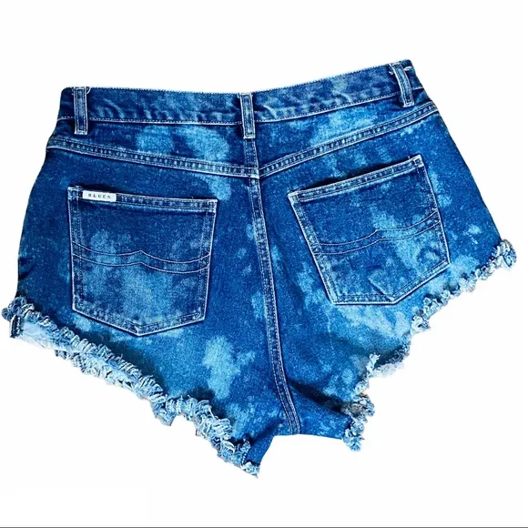 Vintage Bleach Tie Dye Distressed High Hip Shorts