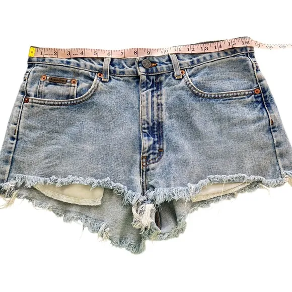 Vintage Calvin Klein Cutoff Denim Shorts Frayed Distressed Festival Concert 30