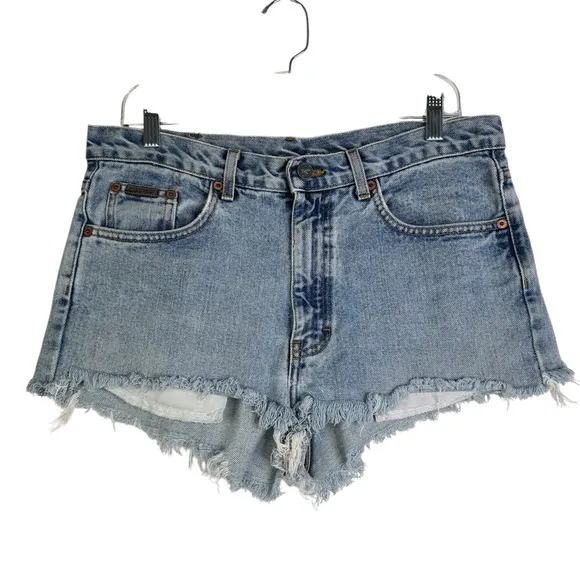 Vintage Calvin Klein Cutoff Denim Shorts Frayed Distressed Festival Concert 30