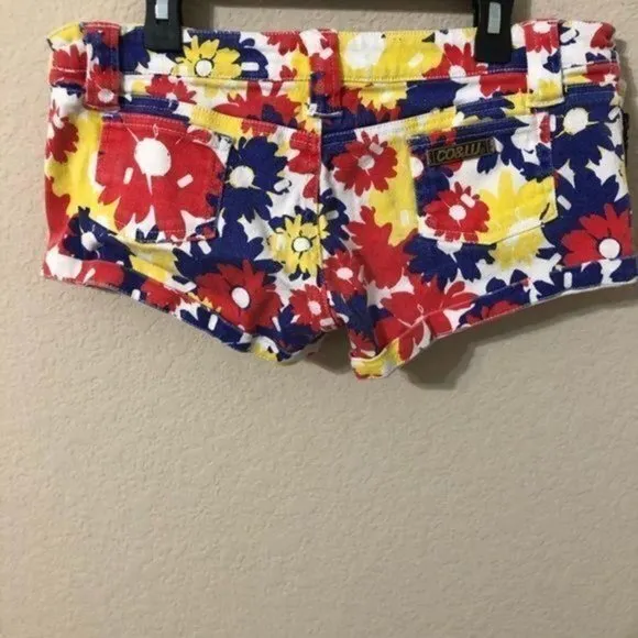 Vintage Co &amp; Lu Jean Shorts Floral Zippers Retro