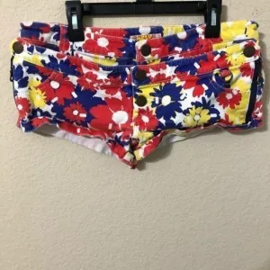 Vintage Co &amp; Lu Jean Shorts Floral Zippers Retro
