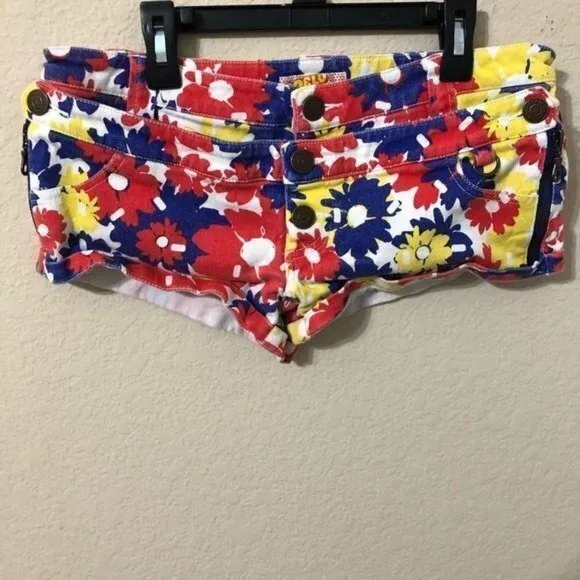 Vintage Co &amp; Lu Jean Shorts Floral Zippers Retro