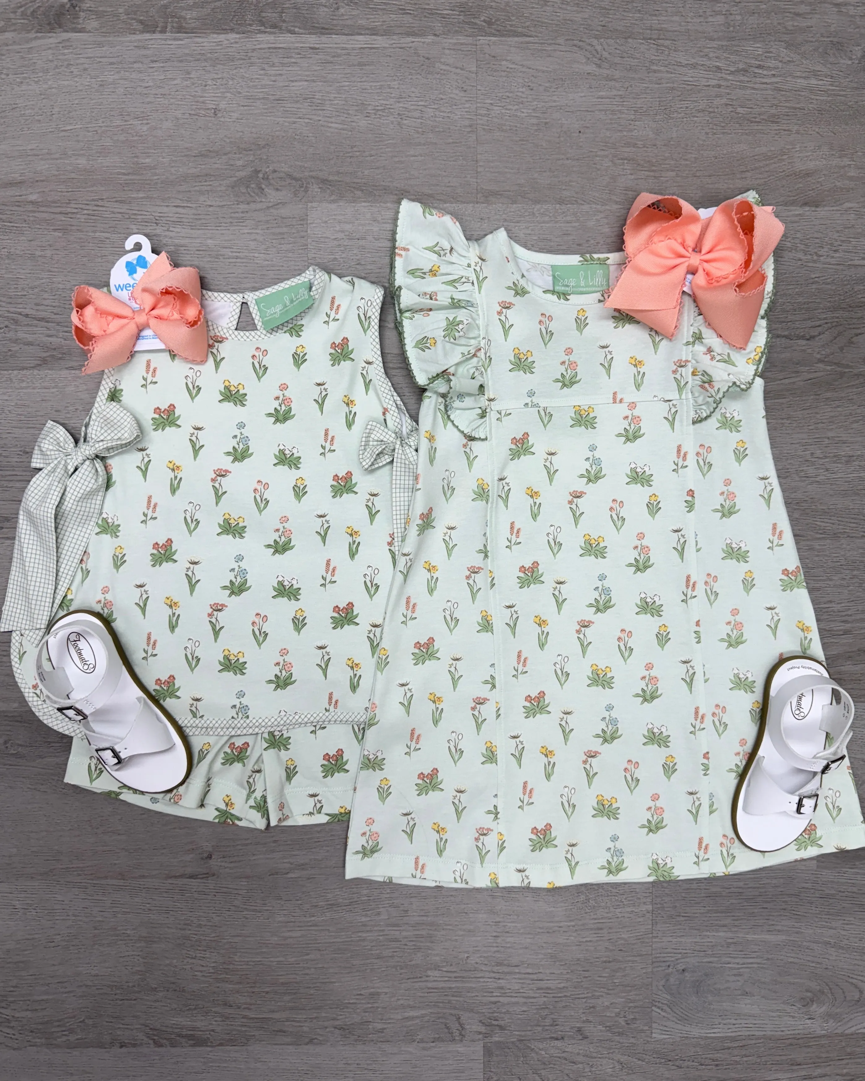Vintage Floral Bow Short Set