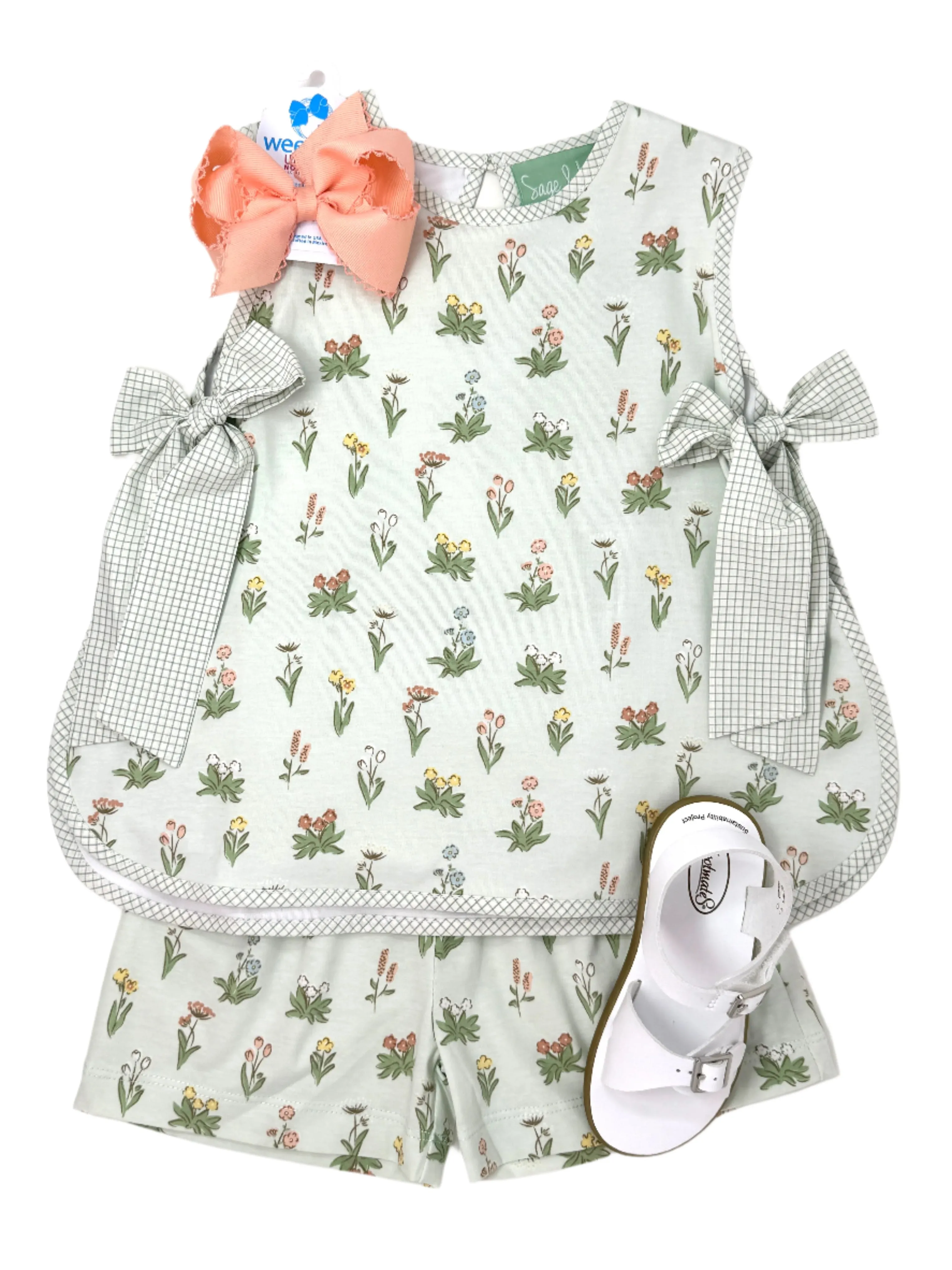 Vintage Floral Bow Short Set