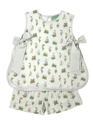 Vintage Floral Bow Short Set
