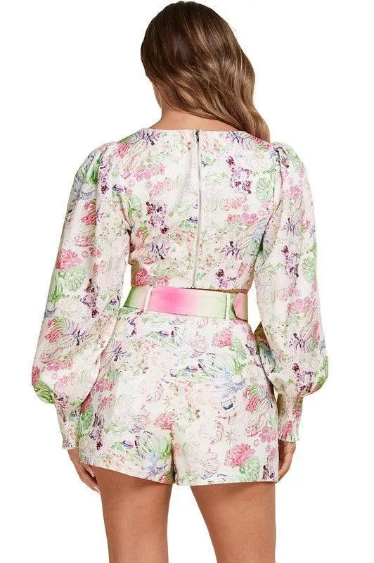 VINTAGE FLORAL PRINT SHORT SET