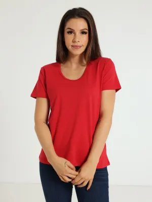 Voop Neck Stretch Tee - Red