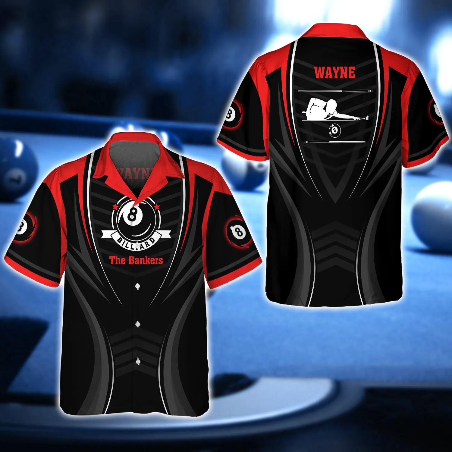 WAYNE - The Bankers Billiard Pool Team 3D Shirt - QB95
