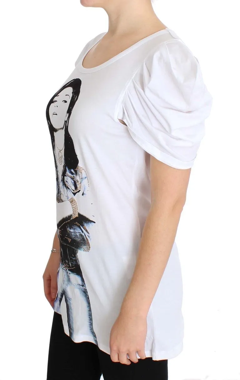White Cotton Stretch Blouse T-shirt