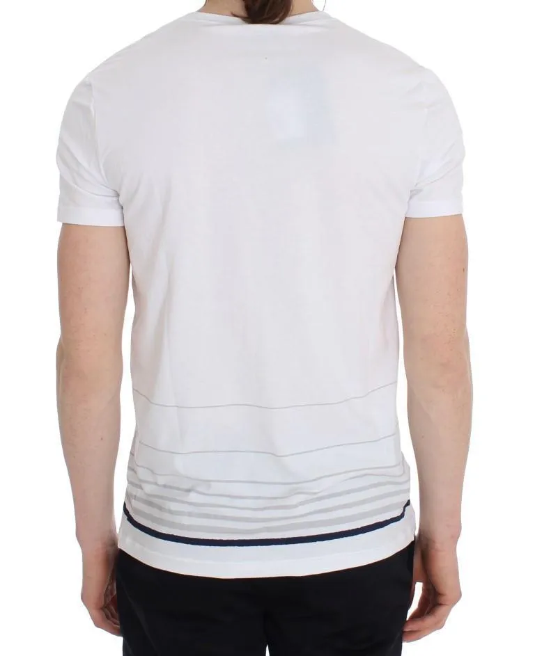 White Cotton Stretch V-neck Underwear T-shirt