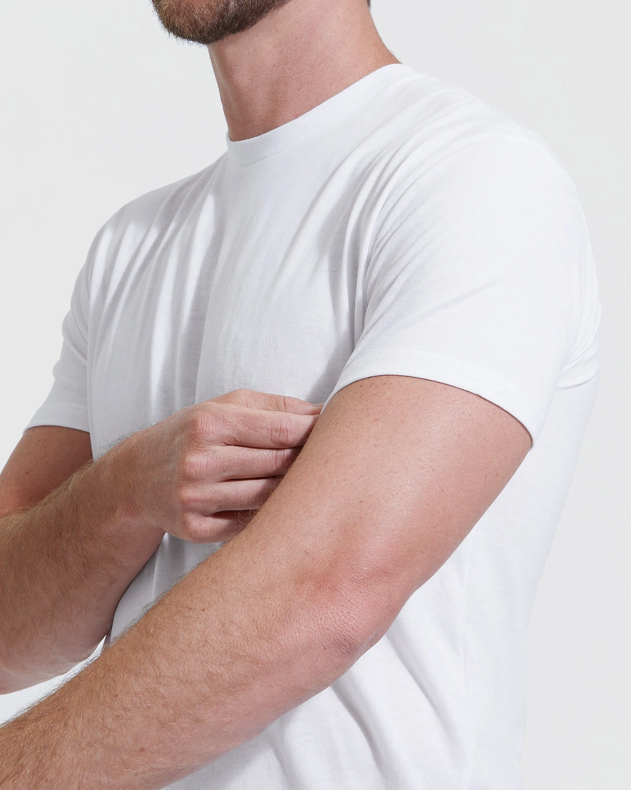 White Tall Straight Hem Crew Neck T-Shirt
