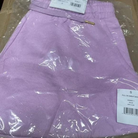 WhoWoreWhat Sweat Shorts SWomens Casual Lounge Lilac Pull On Draw String New