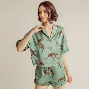 Wild Spirit Satin Short Sleeve Top and Shorts Lounge Set