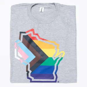 Wisconsin Outline Progress Pride Flag