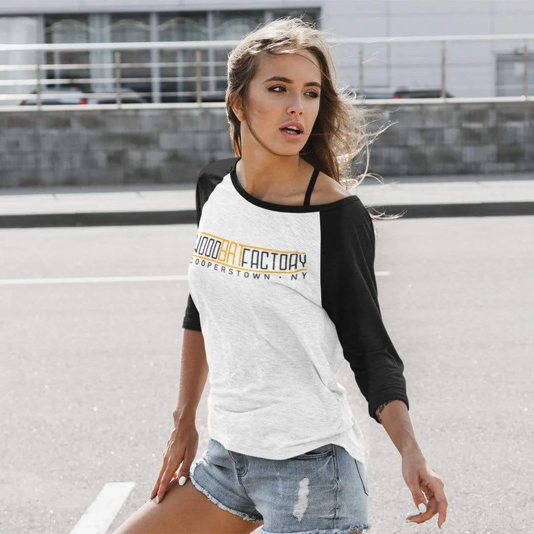 Womans - Juniors Raglan Black/White Logo Tee
