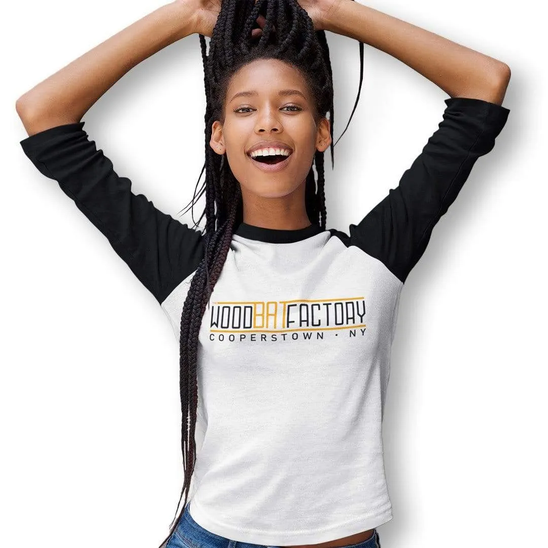 Womans - Juniors Raglan Black/White Logo Tee