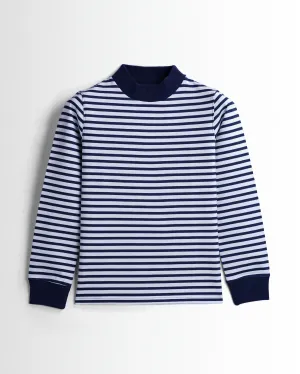 Womens Hineck Striped Sweatshirts (Navy/White)