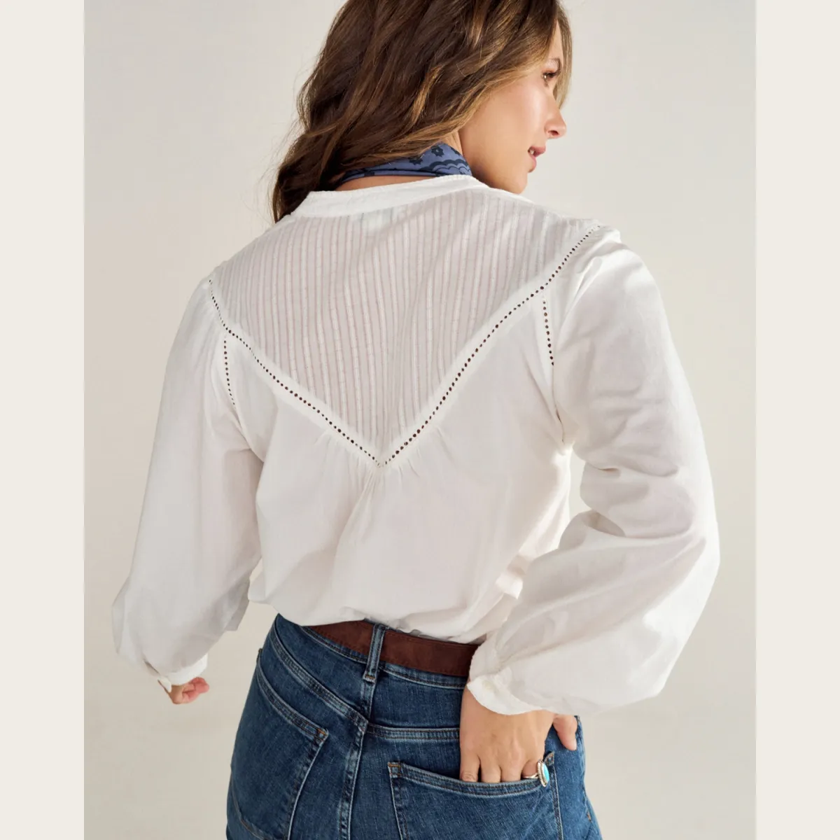 Women's Lace Peasant Top
