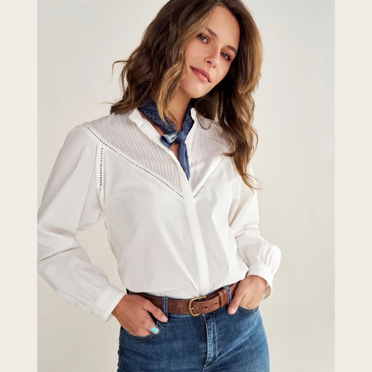 Women's Lace Peasant Top