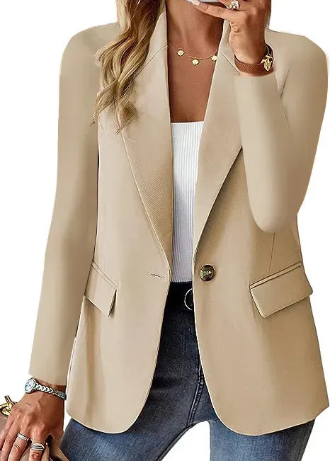 Women's Long Sleeve Blazers Simple Style Solid Color