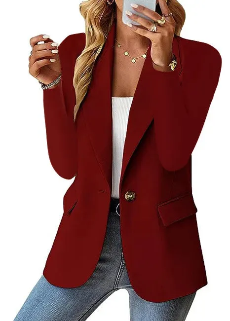 Women's Long Sleeve Blazers Simple Style Solid Color