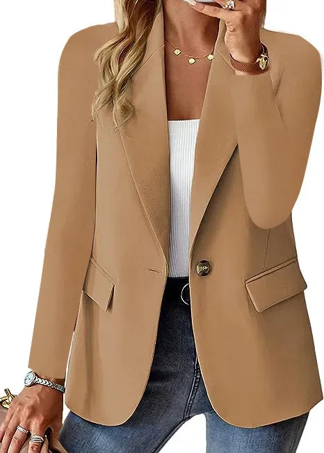 Women's Long Sleeve Blazers Simple Style Solid Color