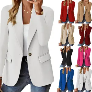 Women's Long Sleeve Blazers Simple Style Solid Color
