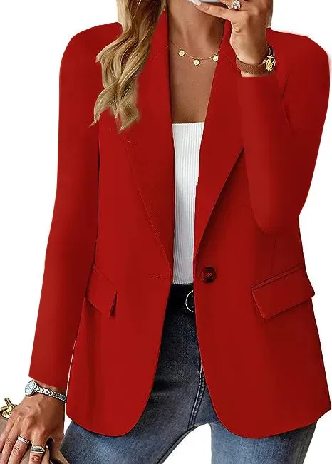 Women's Long Sleeve Blazers Simple Style Solid Color