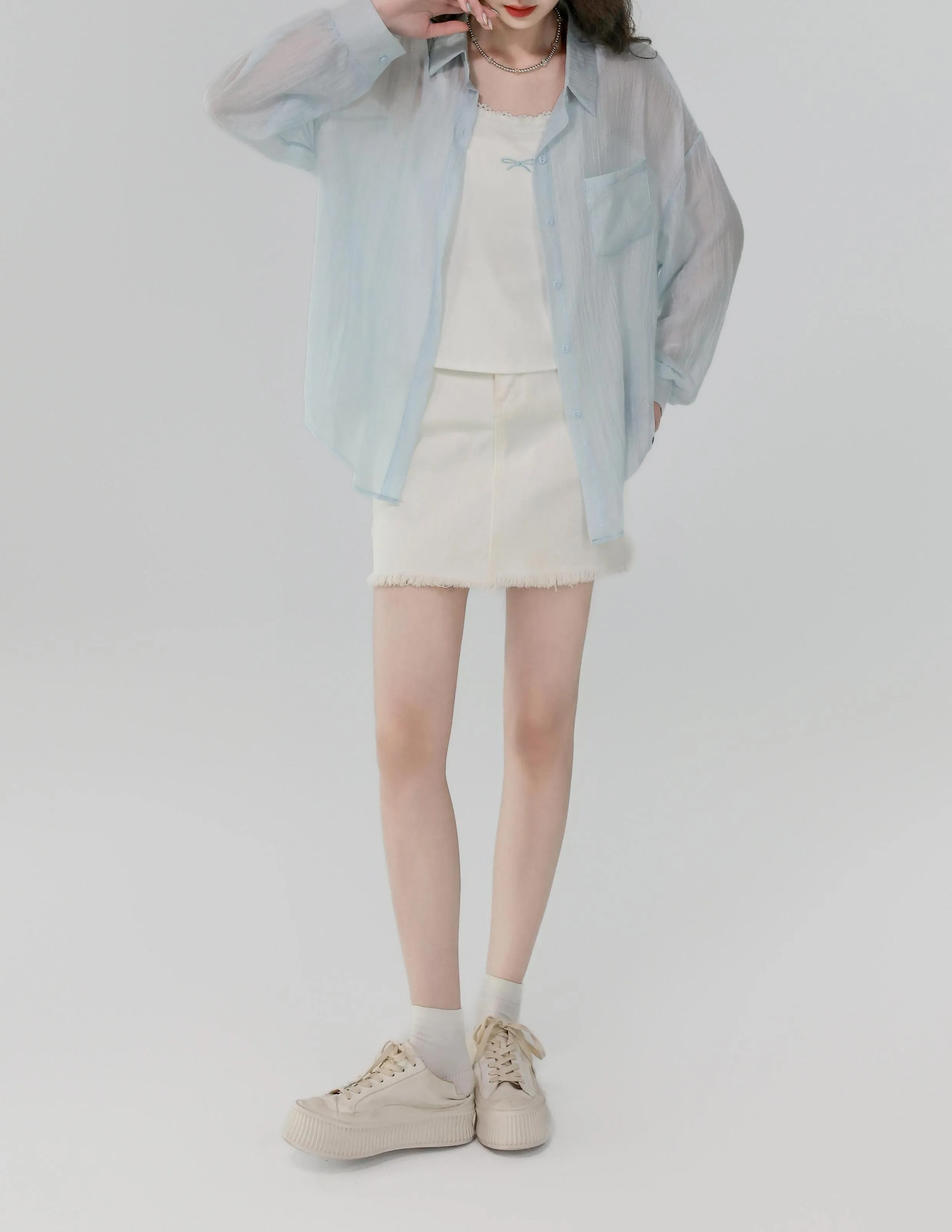 Women's Stylish Long Sleeve Boyfriend Shirt with Patch Pocket and Embroidery