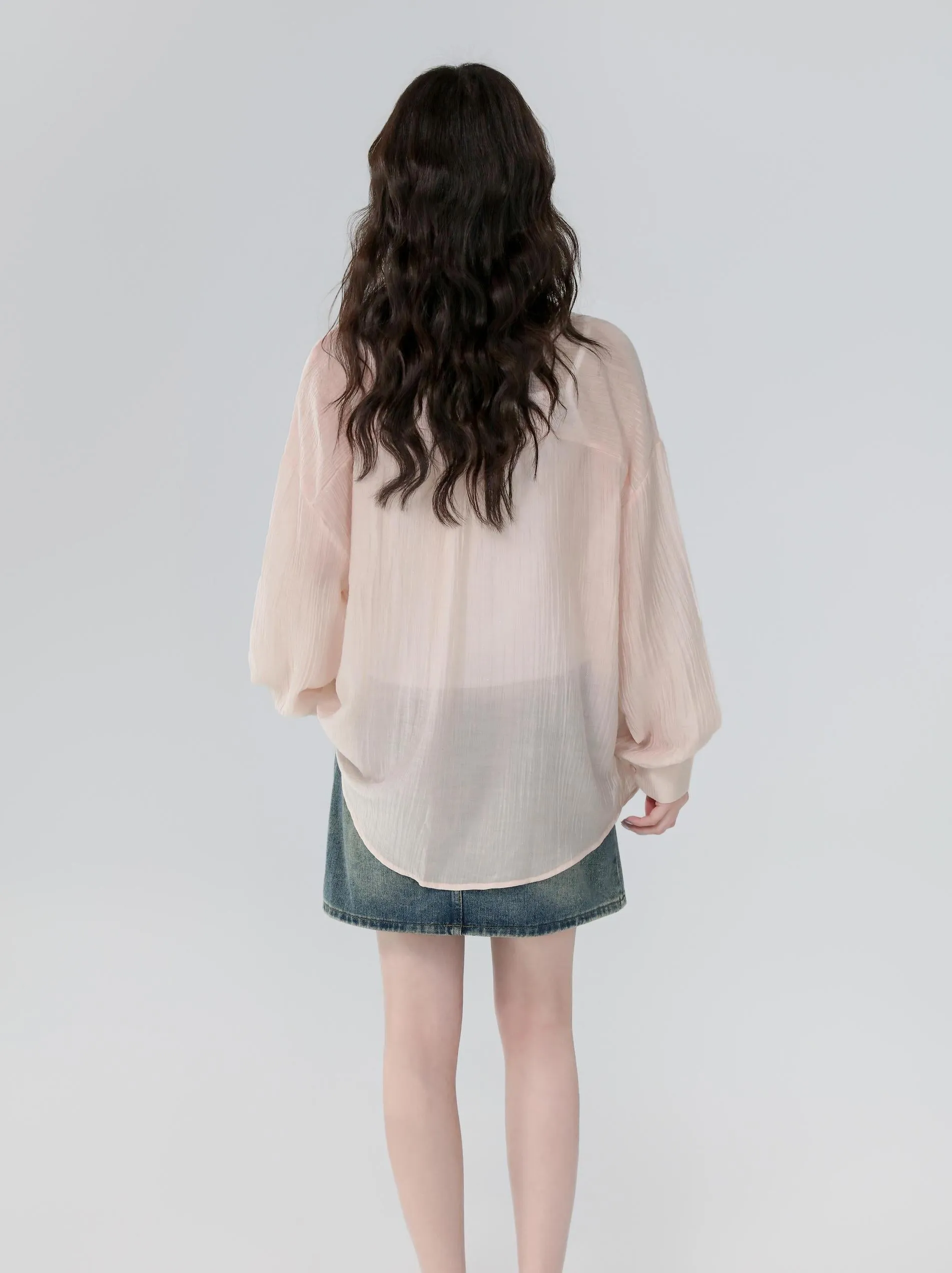 Women's Stylish Long Sleeve Boyfriend Shirt with Patch Pocket and Embroidery