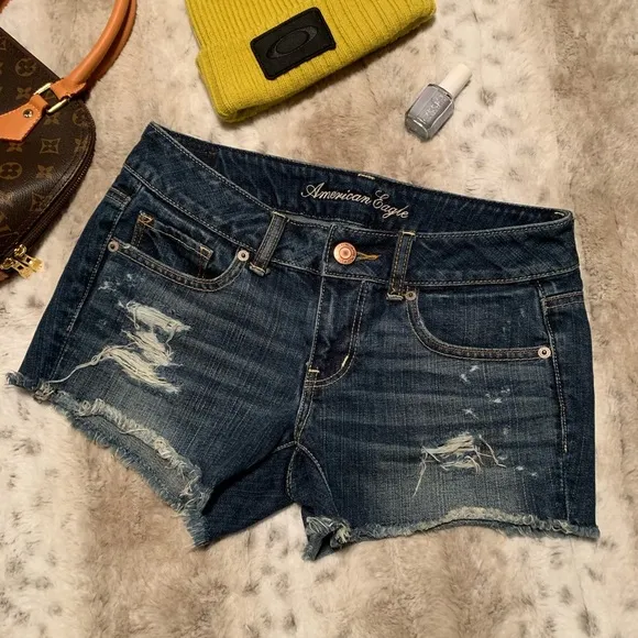 Y2K AEO Destructed Shortie Shorts