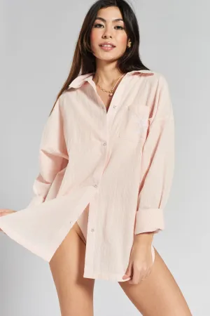 Yew striped woven-cotton shirt - Dawnlight Coral