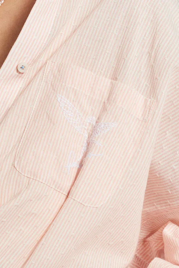 Yew striped woven-cotton shirt - Dawnlight Coral