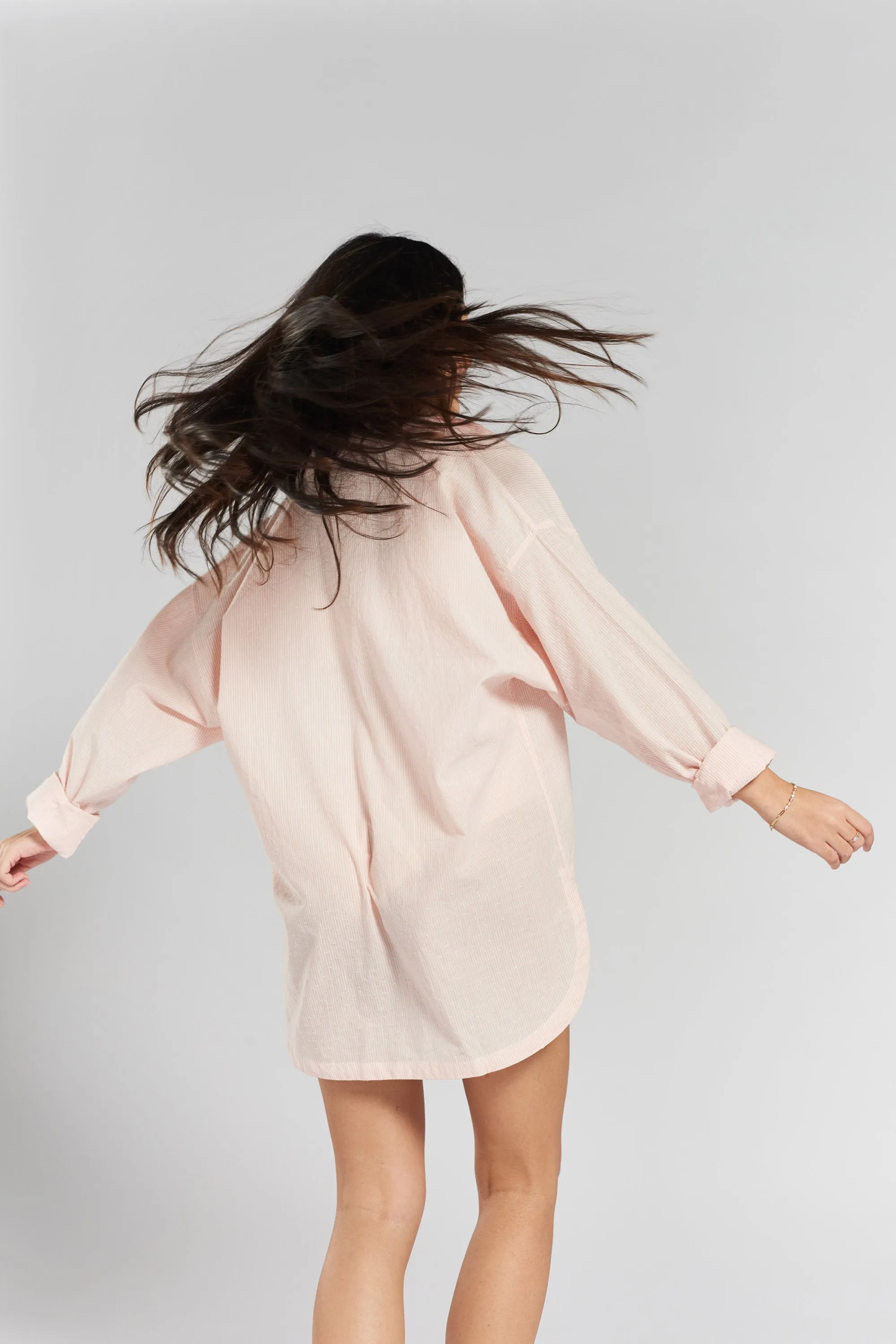 Yew striped woven-cotton shirt - Dawnlight Coral